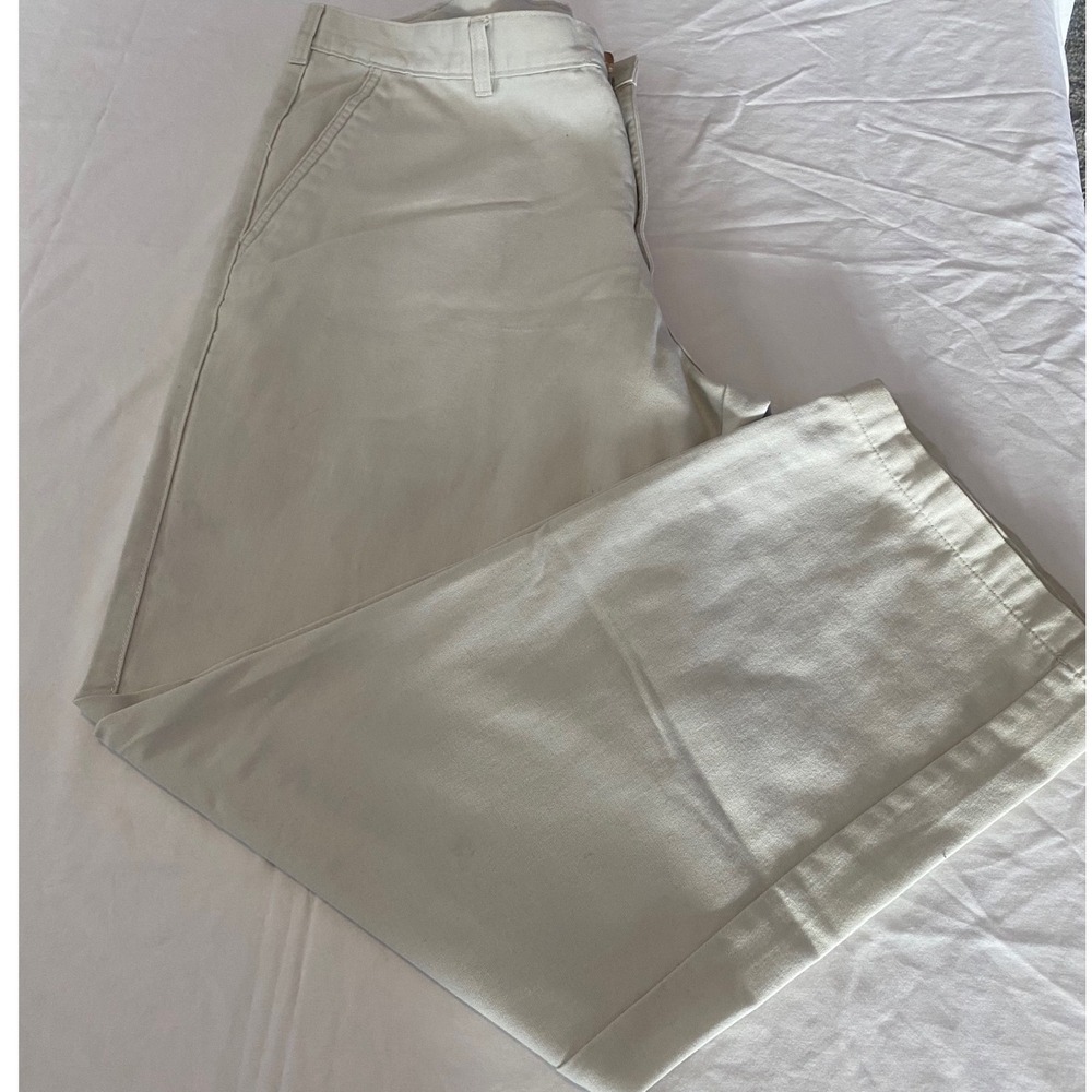 George Mens Flat Front‎ Chino Pants Sidewalk Tan Straight Leg 36x32 GM00200